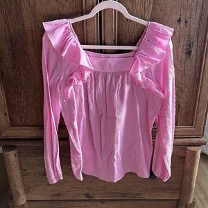 pink ruffle blouse